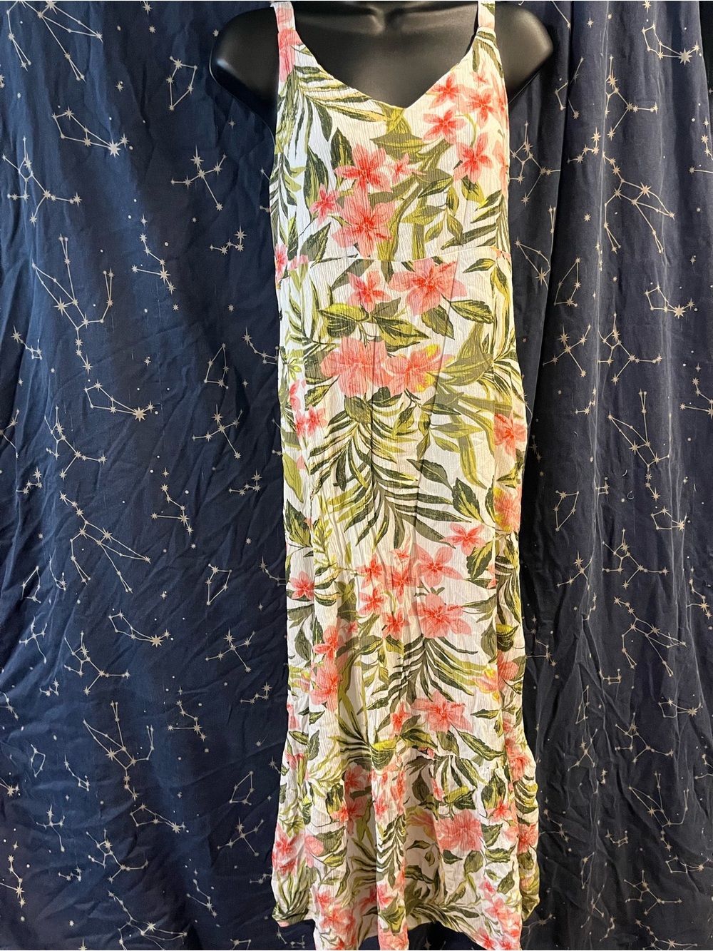 Hurley Floral Spaghetti-Strap Swim Coverup in Pink & Green